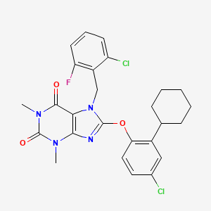 molecular formula C26H25Cl2FN4O3 B4301677 8-(4-chloro-2-cyclohexylphenoxy)-7-(2-chloro-6-fluorobenzyl)-1,3-dimethyl-3,7-dihydro-1H-purine-2,6-dione 