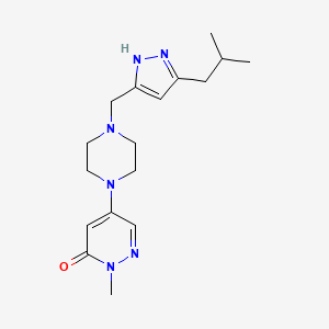 molecular formula C17H26N6O B4301680 5-{4-[(5-isobutyl-1H-pyrazol-3-yl)methyl]-1-piperazinyl}-2-methyl-3(2H)-pyridazinone 