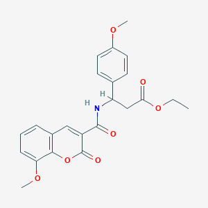 molecular formula C23H23NO7 B4301684 ethyl 3-{[(8-methoxy-2-oxo-2H-chromen-3-yl)carbonyl]amino}-3-(4-methoxyphenyl)propanoate 