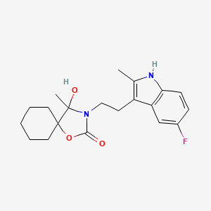 molecular formula C20H25FN2O3 B4301694 3-[2-(5-fluoro-2-methyl-1H-indol-3-yl)ethyl]-4-hydroxy-4-methyl-1-oxa-3-azaspiro[4.5]decan-2-one 