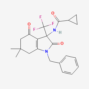 molecular formula C22H23F3N2O3 B4301701 N-[1-benzyl-6,6-dimethyl-2,4-dioxo-3-(trifluoromethyl)-2,3,4,5,6,7-hexahydro-1H-indol-3-yl]cyclopropanecarboxamide 