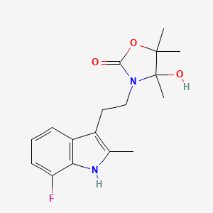 molecular formula C17H21FN2O3 B4301711 3-[2-(7-fluoro-2-methyl-1H-indol-3-yl)ethyl]-4-hydroxy-4,5,5-trimethyl-1,3-oxazolidin-2-one 