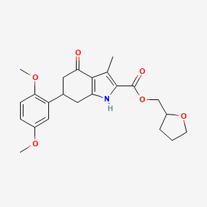 molecular formula C23H27NO6 B4301717 tetrahydrofuran-2-ylmethyl 6-(2,5-dimethoxyphenyl)-3-methyl-4-oxo-4,5,6,7-tetrahydro-1H-indole-2-carboxylate 