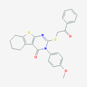molecular formula C25H22N2O3S2 B430172 3-(4-methoxyphenyl)-2-[(2-oxo-2-phenylethyl)sulfanyl]-5,6,7,8-tetrahydro[1]benzothieno[2,3-d]pyrimidin-4(3H)-one 
