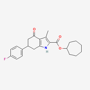 molecular formula C23H26FNO3 B4301727 cycloheptyl 6-(4-fluorophenyl)-3-methyl-4-oxo-4,5,6,7-tetrahydro-1H-indole-2-carboxylate 