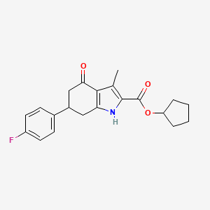 molecular formula C21H22FNO3 B4301734 cyclopentyl 6-(4-fluorophenyl)-3-methyl-4-oxo-4,5,6,7-tetrahydro-1H-indole-2-carboxylate 