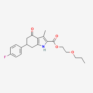 molecular formula C21H24FNO4 B4301752 2-propoxyethyl 6-(4-fluorophenyl)-3-methyl-4-oxo-4,5,6,7-tetrahydro-1H-indole-2-carboxylate 