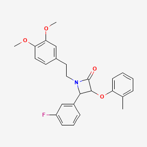 molecular formula C26H26FNO4 B4301758 1-[2-(3,4-dimethoxyphenyl)ethyl]-4-(3-fluorophenyl)-3-(2-methylphenoxy)azetidin-2-one 