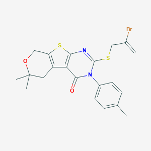 molecular formula C21H21BrN2O2S2 B430176 2-[(2-bromo-2-propenyl)sulfanyl]-6,6-dimethyl-3-(4-methylphenyl)-3,5,6,8-tetrahydro-4H-pyrano[4',3':4,5]thieno[2,3-d]pyrimidin-4-one CAS No. 332393-10-9