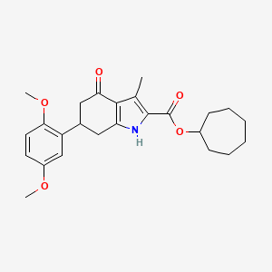 molecular formula C25H31NO5 B4301764 cycloheptyl 6-(2,5-dimethoxyphenyl)-3-methyl-4-oxo-4,5,6,7-tetrahydro-1H-indole-2-carboxylate 