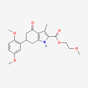 molecular formula C21H25NO6 B4301772 2-methoxyethyl 6-(2,5-dimethoxyphenyl)-3-methyl-4-oxo-4,5,6,7-tetrahydro-1H-indole-2-carboxylate 
