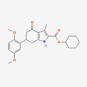 molecular formula C24H29NO5 B4301775 cyclohexyl 6-(2,5-dimethoxyphenyl)-3-methyl-4-oxo-4,5,6,7-tetrahydro-1H-indole-2-carboxylate 