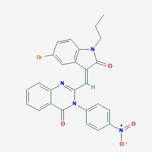 2-[(5-bromo-2-oxo-1-propyl-1,2-dihydro-3H-indol-3-ylidene)methyl]-3-{4-nitrophenyl}-4(3H)-quinazolinone