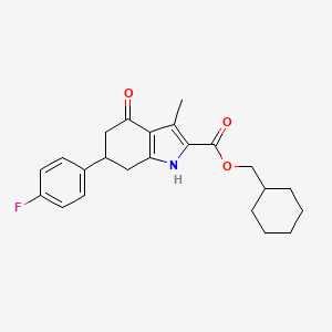 molecular formula C23H26FNO3 B4301781 cyclohexylmethyl 6-(4-fluorophenyl)-3-methyl-4-oxo-4,5,6,7-tetrahydro-1H-indole-2-carboxylate 