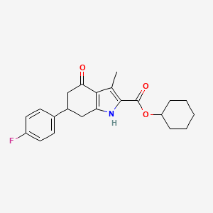 molecular formula C22H24FNO3 B4301787 cyclohexyl 6-(4-fluorophenyl)-3-methyl-4-oxo-4,5,6,7-tetrahydro-1H-indole-2-carboxylate 