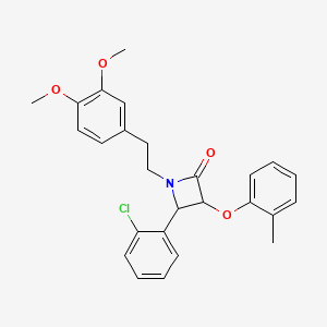 4-(2-chlorophenyl)-1-[2-(3,4-dimethoxyphenyl)ethyl]-3-(2-methylphenoxy)azetidin-2-one