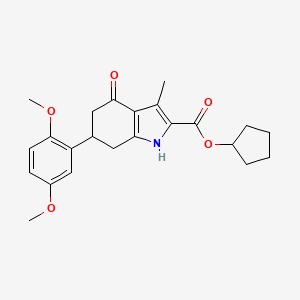molecular formula C23H27NO5 B4301805 cyclopentyl 6-(2,5-dimethoxyphenyl)-3-methyl-4-oxo-4,5,6,7-tetrahydro-1H-indole-2-carboxylate 