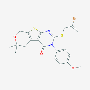 molecular formula C21H21BrN2O3S2 B430184 2-[(2-bromo-2-propenyl)sulfanyl]-3-(4-methoxyphenyl)-6,6-dimethyl-3,5,6,8-tetrahydro-4H-pyrano[4',3':4,5]thieno[2,3-d]pyrimidin-4-one CAS No. 332393-00-7