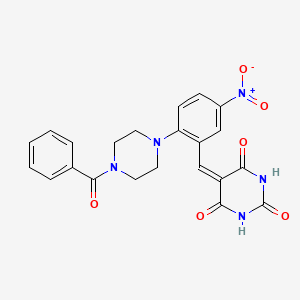 molecular formula C22H19N5O6 B4301868 5-[2-(4-benzoylpiperazin-1-yl)-5-nitrobenzylidene]pyrimidine-2,4,6(1H,3H,5H)-trione 