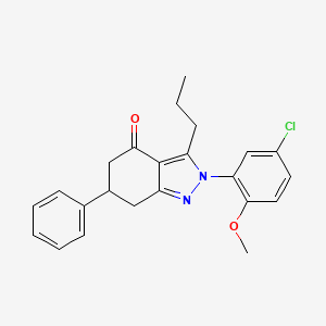 molecular formula C23H23ClN2O2 B4301882 2-(5-chloro-2-methoxyphenyl)-6-phenyl-3-propyl-2,5,6,7-tetrahydro-4H-indazol-4-one 