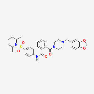 molecular formula C33H38N4O6S B4301918 2-{[4-(1,3-benzodioxol-5-ylmethyl)piperazin-1-yl]carbonyl}-N-{4-[(2,6-dimethylpiperidin-1-yl)sulfonyl]phenyl}benzamide 