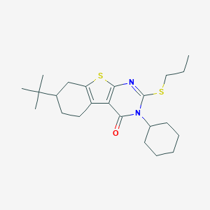 molecular formula C23H34N2OS2 B430194 7-tert-butyl-3-cyclohexyl-2-(propylsulfanyl)-5,6,7,8-tetrahydro[1]benzothieno[2,3-d]pyrimidin-4(3H)-one 