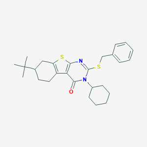 molecular formula C27H34N2OS2 B430196 2-(benzylsulfanyl)-7-tert-butyl-3-cyclohexyl-5,6,7,8-tetrahydro[1]benzothieno[2,3-d]pyrimidin-4(3H)-one 