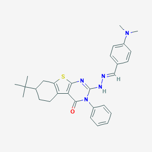 molecular formula C29H33N5OS B430197 4-(Dimethylamino)benzaldehyde (7-tert-butyl-4-oxo-3-phenyl-3,4,5,6,7,8-hexahydro[1]benzothieno[2,3-d]pyrimidin-2-yl)hydrazone CAS No. 354992-64-6