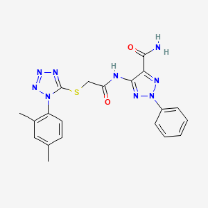 molecular formula C20H19N9O2S B4301987 5-[({[1-(2,4-dimethylphenyl)-1H-tetrazol-5-yl]thio}acetyl)amino]-2-phenyl-2H-1,2,3-triazole-4-carboxamide 