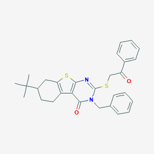 molecular formula C29H30N2O2S2 B430199 3-Benzyl-7-tert-butyl-2-phenacylsulfanyl-5,6,7,8-tetrahydro-[1]benzothiolo[2,3-d]pyrimidin-4-one CAS No. 354992-66-8