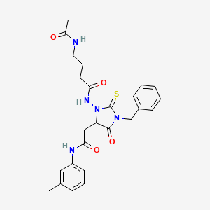 4-(acetylamino)-N-(3-benzyl-5-{2-[(3-methylphenyl)amino]-2-oxoethyl}-4-oxo-2-thioxoimidazolidin-1-yl)butanamide