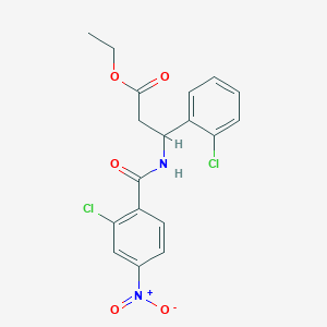 molecular formula C18H16Cl2N2O5 B4302096 ethyl 3-[(2-chloro-4-nitrobenzoyl)amino]-3-(2-chlorophenyl)propanoate 