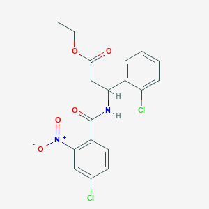 molecular formula C18H16Cl2N2O5 B4302103 ethyl 3-[(4-chloro-2-nitrobenzoyl)amino]-3-(2-chlorophenyl)propanoate 