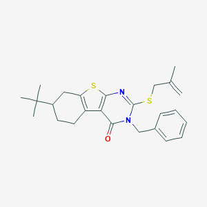 molecular formula C25H30N2OS2 B430214 3-Benzyl-7-tert-butyl-2-(2-methylprop-2-enylsulfanyl)-5,6,7,8-tetrahydro-[1]benzothiolo[2,3-d]pyrimidin-4-one CAS No. 351338-43-7