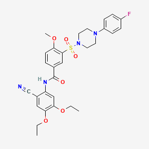 molecular formula C29H31FN4O6S B4302169 N-(2-cyano-4,5-diethoxyphenyl)-3-{[4-(4-fluorophenyl)piperazin-1-yl]sulfonyl}-4-methoxybenzamide 