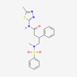 molecular formula C20H22N4O3S2 B4302179 4-[methyl(phenylsulfonyl)amino]-N-(5-methyl-1,3,4-thiadiazol-2-yl)-3-phenylbutanamide 