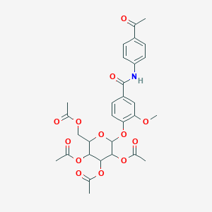 molecular formula C30H33NO13 B430218 2-{4-[(4-acetylanilino)carbonyl]-2-methoxyphenoxy}-3,5-bis(acetyloxy)-6-[(acetyloxy)methyl]tetrahydro-2H-pyran-4-yl acetate 