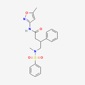 molecular formula C21H23N3O4S B4302184 N-(5-methylisoxazol-3-yl)-4-[methyl(phenylsulfonyl)amino]-3-phenylbutanamide 