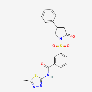molecular formula C20H18N4O4S2 B4302200 N-(5-methyl-1,3,4-thiadiazol-2-yl)-3-[(2-oxo-4-phenylpyrrolidin-1-yl)sulfonyl]benzamide 