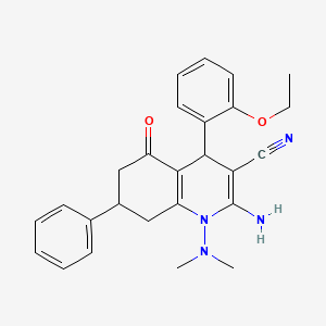 molecular formula C26H28N4O2 B4302225 2-amino-1-(dimethylamino)-4-(2-ethoxyphenyl)-5-oxo-7-phenyl-1,4,5,6,7,8-hexahydroquinoline-3-carbonitrile 