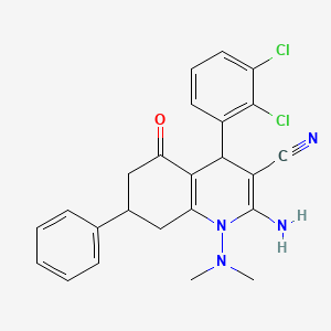 2-amino-4-(2,3-dichlorophenyl)-1-(dimethylamino)-5-oxo-7-phenyl-1,4,5,6,7,8-hexahydroquinoline-3-carbonitrile
