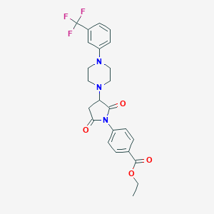 molecular formula C24H24F3N3O4 B430223 Ethyl 4-(2,5-dioxo-3-{4-[3-(trifluoromethyl)phenyl]piperazino}-1-pyrrolidinyl)benzoate CAS No. 313481-81-1
