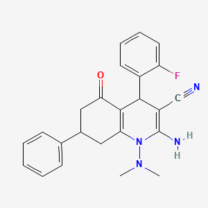 2-amino-1-(dimethylamino)-4-(2-fluorophenyl)-5-oxo-7-phenyl-1,4,5,6,7,8-hexahydroquinoline-3-carbonitrile