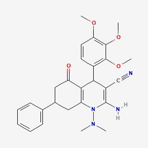 molecular formula C27H30N4O4 B4302241 2-amino-1-(dimethylamino)-5-oxo-7-phenyl-4-(2,3,4-trimethoxyphenyl)-1,4,5,6,7,8-hexahydroquinoline-3-carbonitrile 