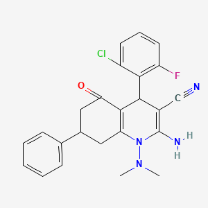 2-amino-4-(2-chloro-6-fluorophenyl)-1-(dimethylamino)-5-oxo-7-phenyl-1,4,5,6,7,8-hexahydroquinoline-3-carbonitrile