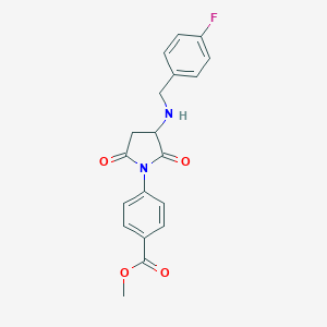 molecular formula C19H17FN2O4 B430225 Methyl 4-{3-[(4-fluorobenzyl)amino]-2,5-dioxo-1-pyrrolidinyl}benzoate 
