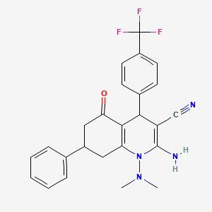molecular formula C25H23F3N4O B4302255 2-amino-1-(dimethylamino)-5-oxo-7-phenyl-4-[4-(trifluoromethyl)phenyl]-1,4,5,6,7,8-hexahydroquinoline-3-carbonitrile 