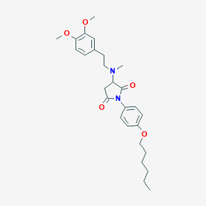 molecular formula C27H36N2O5 B430226 3-[[2-(3,4-Dimethoxyphenyl)ethyl](methyl)amino]-1-[4-(hexyloxy)phenyl]-2,5-pyrrolidinedione 