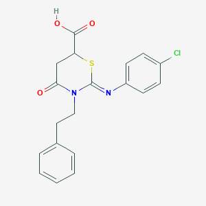2-[(4-Chlorophenyl)imino]-4-oxo-3-(2-phenylethyl)-1,3-thiazinane-6-carboxylic acid