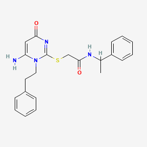 molecular formula C22H24N4O2S B4302291 2-{[6-amino-4-oxo-1-(2-phenylethyl)-1,4-dihydropyrimidin-2-yl]thio}-N-(1-phenylethyl)acetamide 